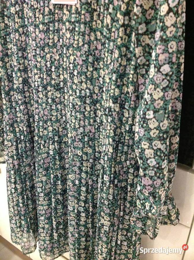 Sukienka Damska ICHI ML NOWA zielona Kwiatki biały