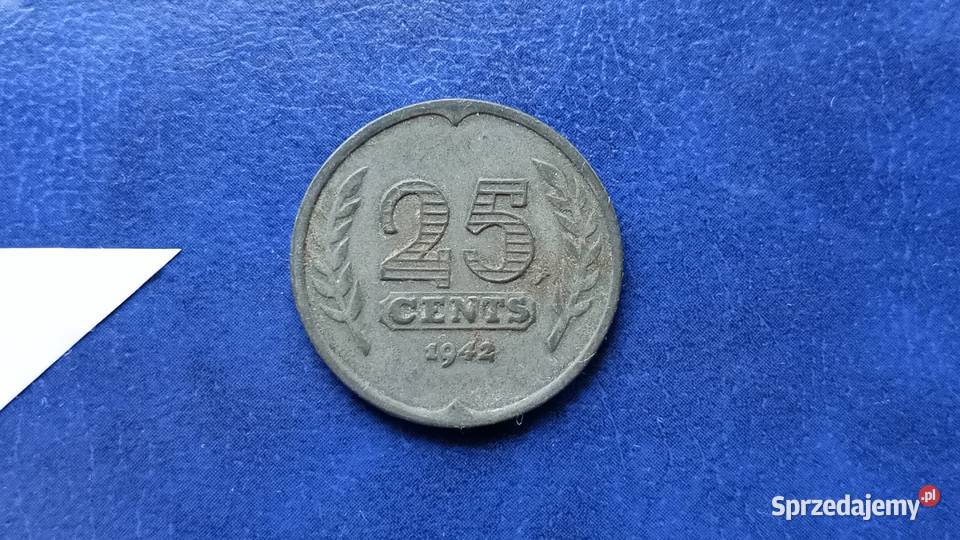 Stare monety 25 cent 1942 Holandia Lesko