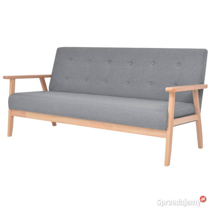 Sofa 3osobowa tapicerowana tkaniną jasnoszara Warszawa