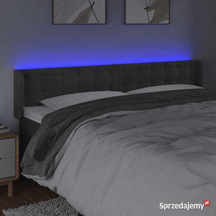 Zagłówek do łóżka z LED ciemnoszary 163x16x7888 Ramy i stelaże Warszawa