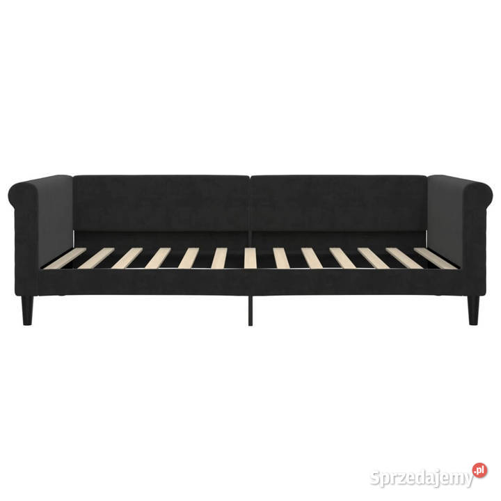 Sofa z materacem do spania czarna aksamit Łóżka