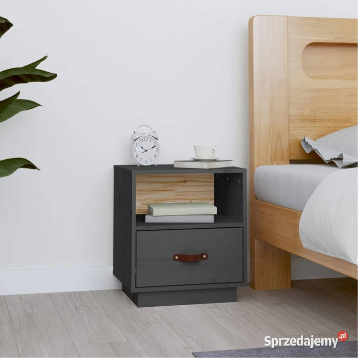 Szafka nocna szara 40x34x45 lite drewno sosnowe Warszawa