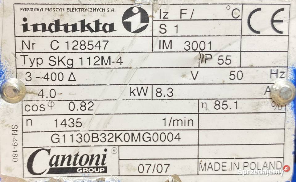 silnik elektryczny 4kW 1435obr 3fazowy INDUKTA kujawsko-pomorskie Pigża