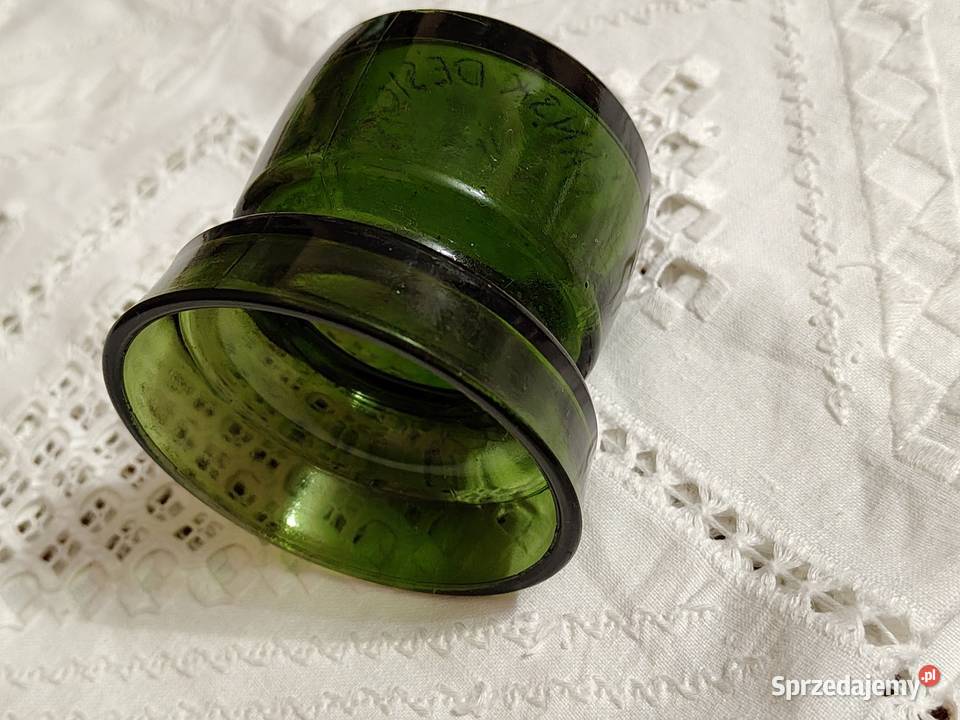 Świecznik szkło zielone PRL Porcelana i szkło Legnica