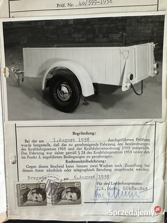 Przyczepa towarowa 750 1958 Krotoszyn sprzedam