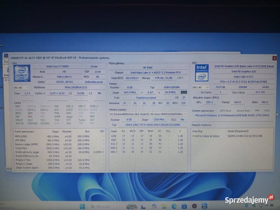 Laptop HP Elitebook i77gen SIM Bateria 3h Intel Core i7 sprzedam