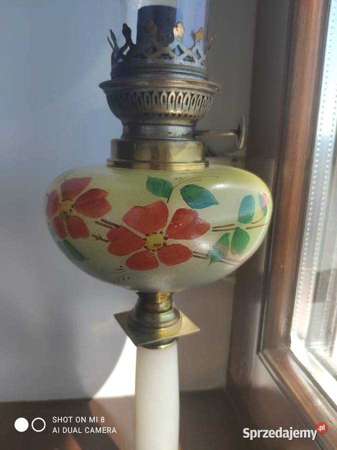 Stara francuska lampa naftowa XIX w onyks Kraków