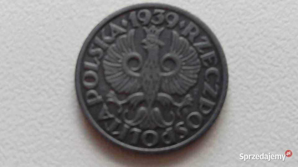 Moneta 1 gr 1939 r GG cynk ideał Numizmatyka Mosina