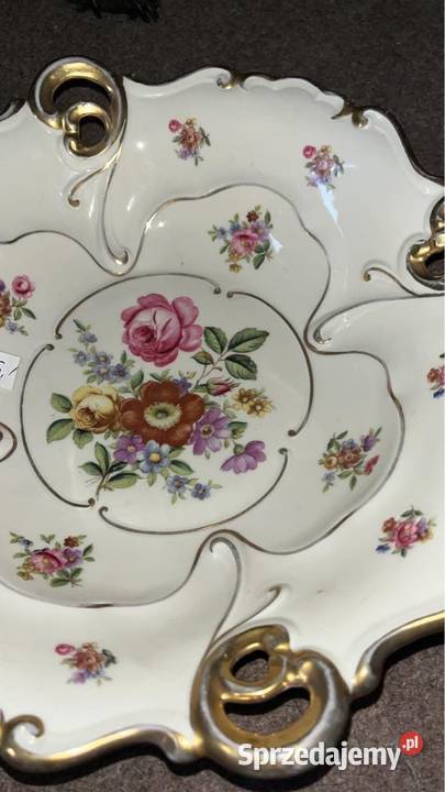 Patera z różami Ilmenau Made in Germany Złocona Gdańsk