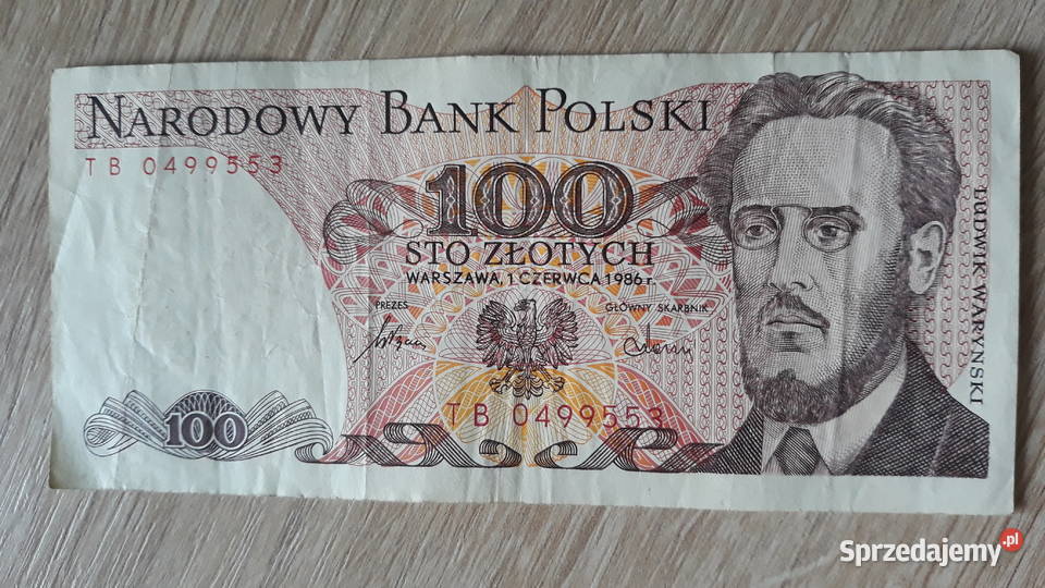 100 złotych 1VI1986 seria TB 2 Konin sprzedam