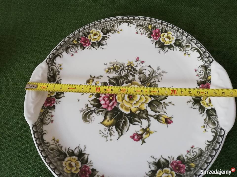 Patera zieleń i kwiaty porcelana Gorlice