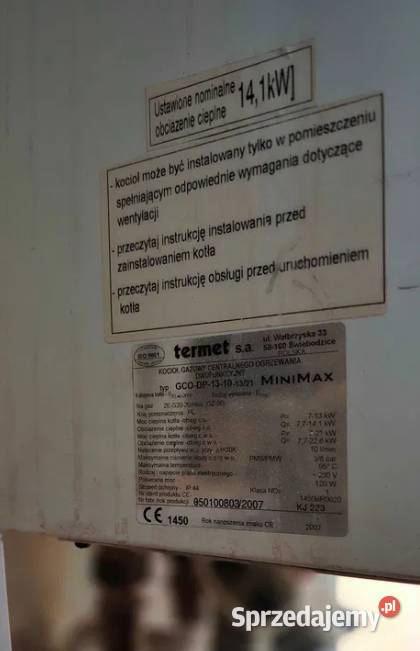 Piec gazowy dwufunkcyjny Termet MiniMax małopolskie Bochnia sprzedam