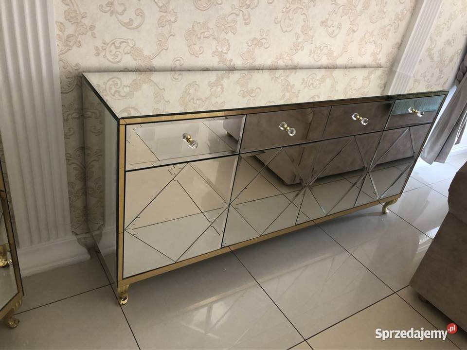 Komoda lustrzana złota gałka kryształ Ludwik 40cm Kępno