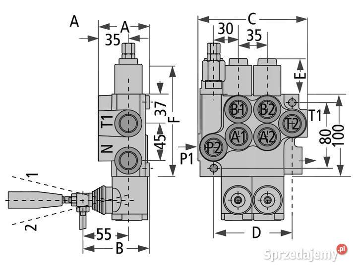 Rozdzielacz Hydrauliczny 2 Sekcyjny 40L Na Linki