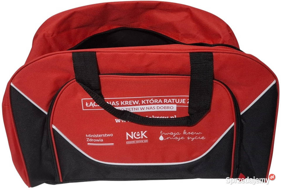 Torba sportowa czerwonoczarna 22x27x45 Uniseks Galanteria i dodatki śląskie
