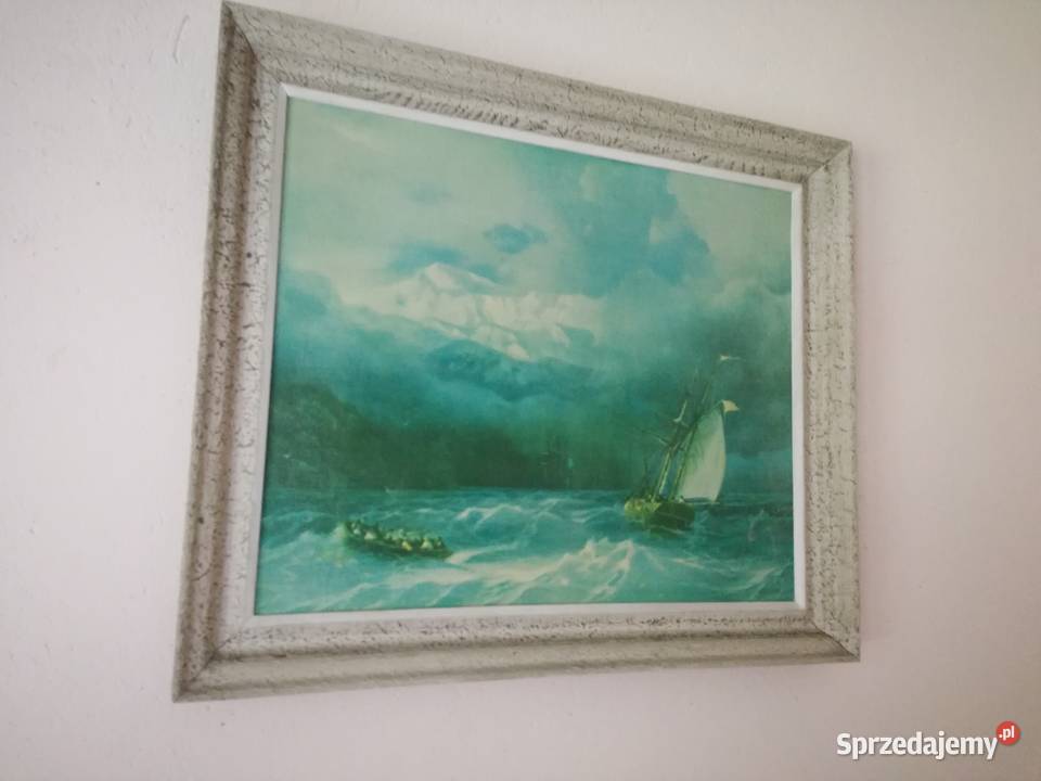 Obraz Burza na morzu 70x59 reprodukcjaŻaglówka Łódź