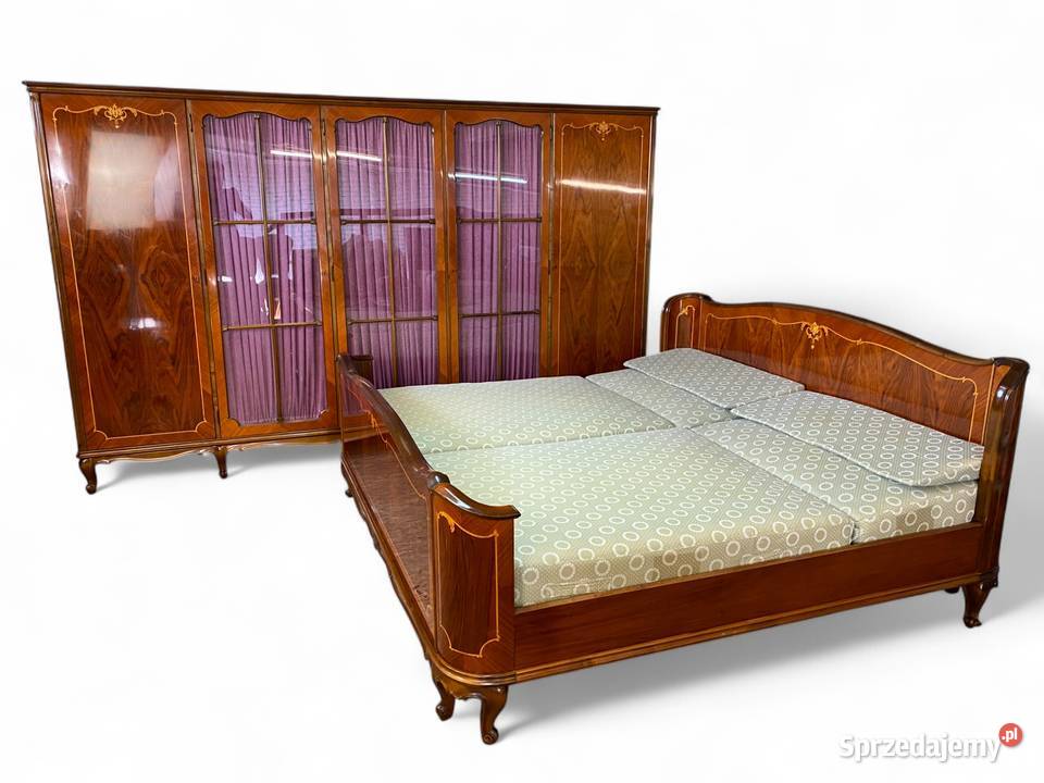 Barokowa szafa pięciodrzwiowa z witryną intarsje Gryfice sprzedam