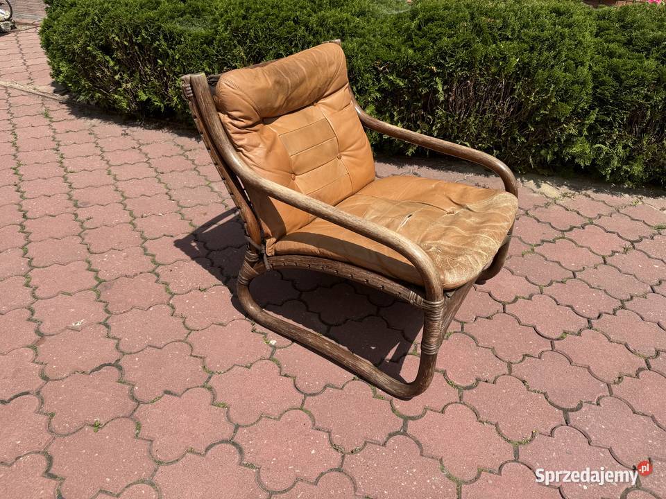 Fotel rattanowy ze skóry do renowacji krzesło Fotele mazowieckie Sulbiny