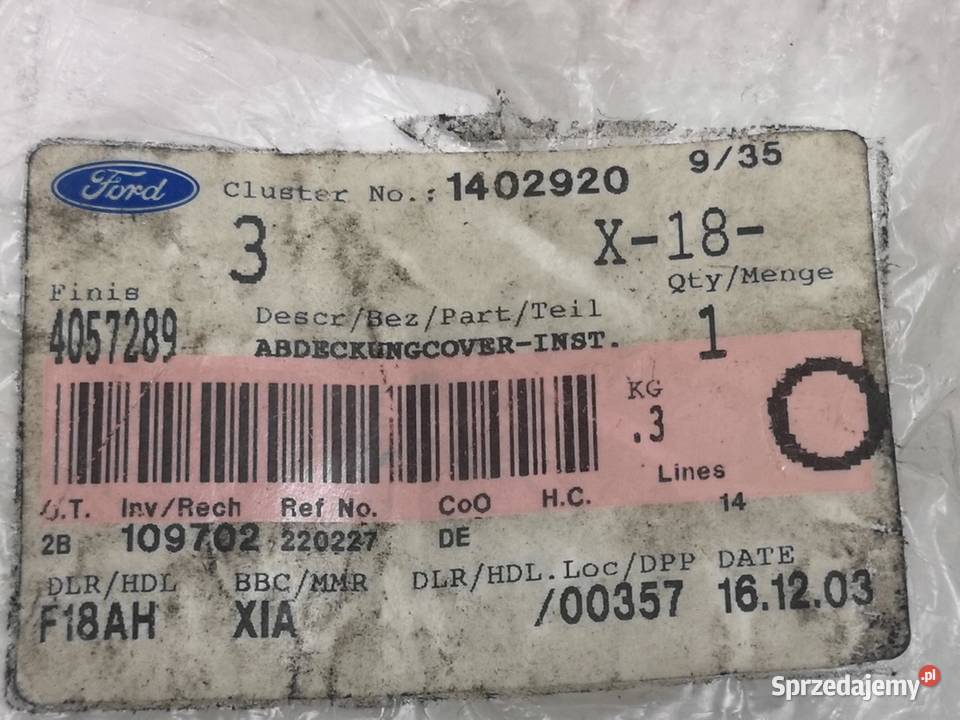 OSŁONA PODUSZKI AIBAG FORD TRANIST MK6 20002006 sprzedam