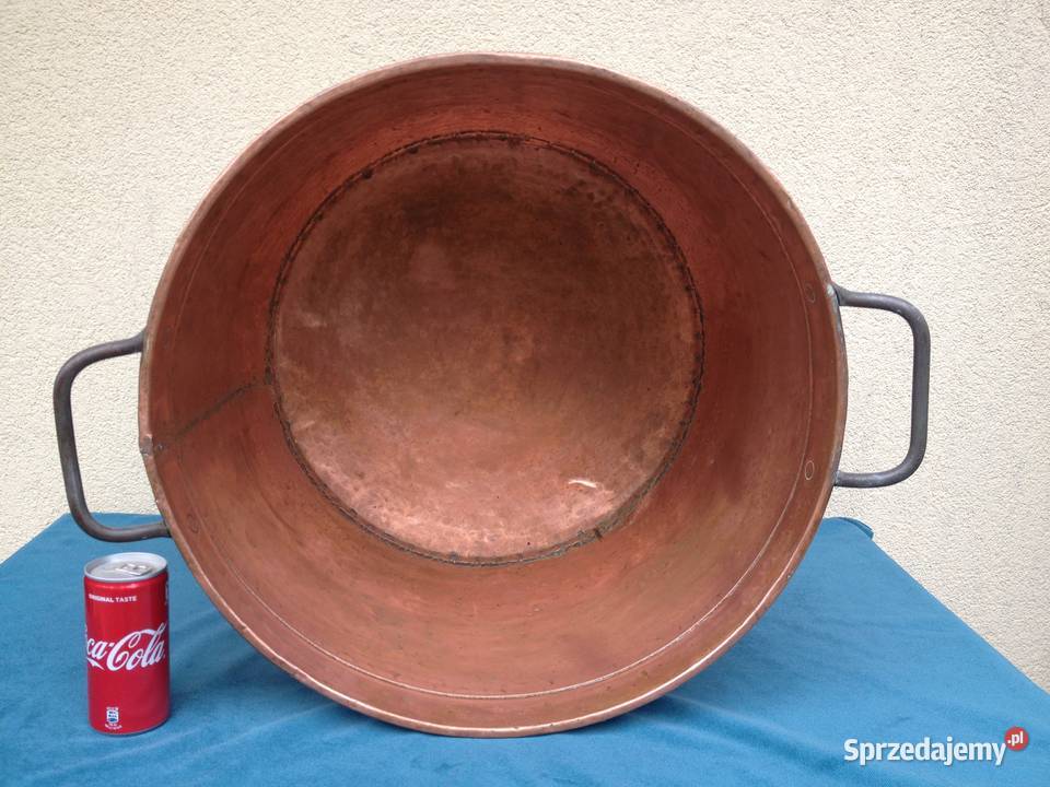 Duży miedziany kocioł poj 45 litrów sygnowany Warszawa sprzedam