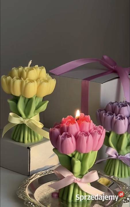 Świeca w kształcie bukietu tulipanów handmade Pozostałe Łódź