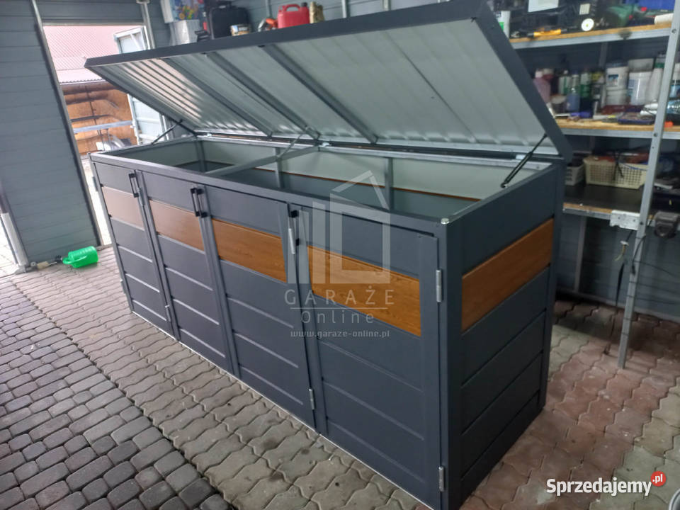 Zabudowa koszy na śmieci wiata śmietnikowa