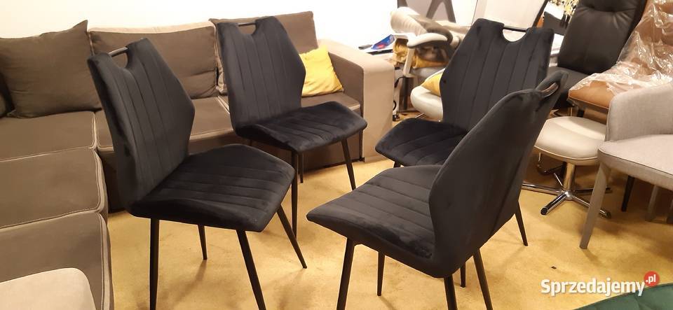 Krzesła welur czarne LOFT nowe