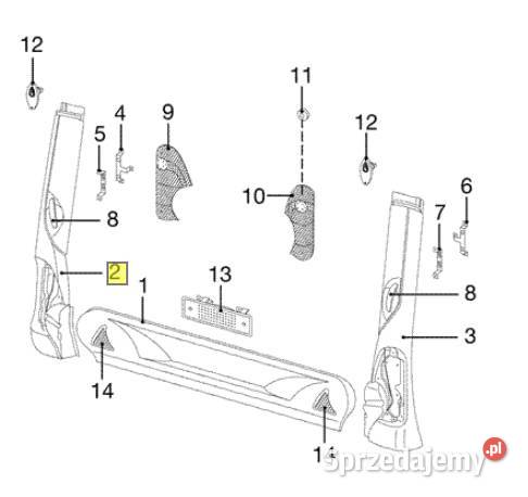 Słupek lewy tył z miejscem na lampę i rączkę Pobiedziska