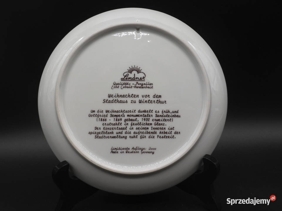 Talerz bożonarodzeniowy Weihnachten 1985 Linder Antyki, Sztuka, Kolekcje