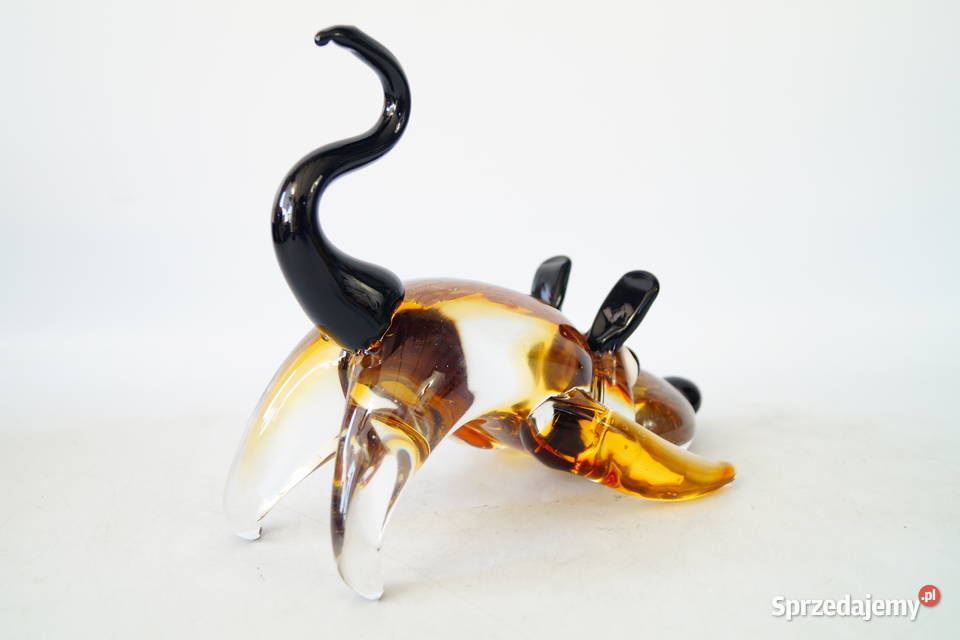 Figura szklana figura Murano style pies piesek wielkopolskie Gizałki