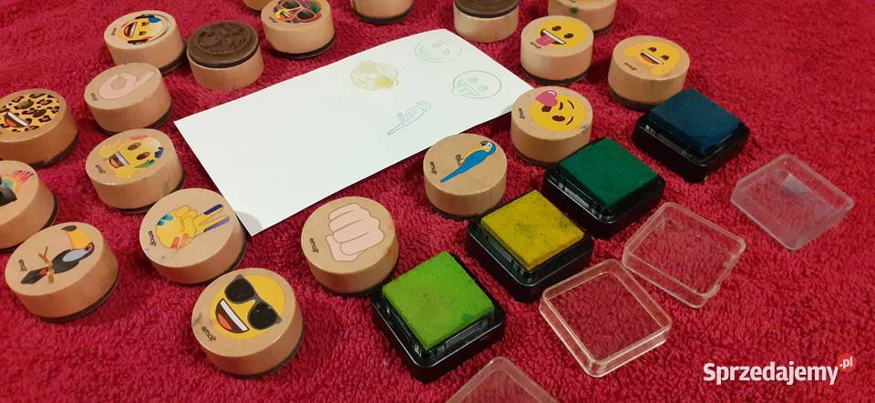 Pieczątki stempelki emotki 22 4 kolory tuszy Plastyczne Tuszkowo