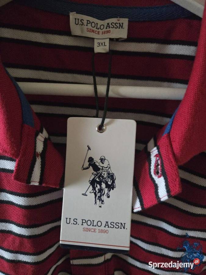 Czerwonobiała koszulka polo US Polo ASSN stan Odzież sportowa Czaplinek