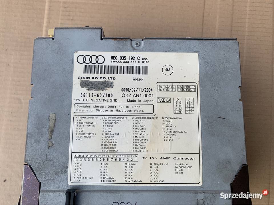 Radio fabryczne navigation plus 8E0035192C audi osobowe Układ elektryczny zachodniopomorskie Szczecin