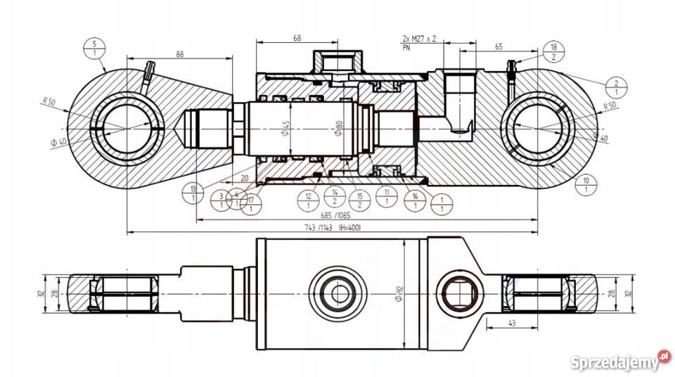 Siłownik Hydrauliczny 400 z Zamkiem Regulowanym Solec Kujawski