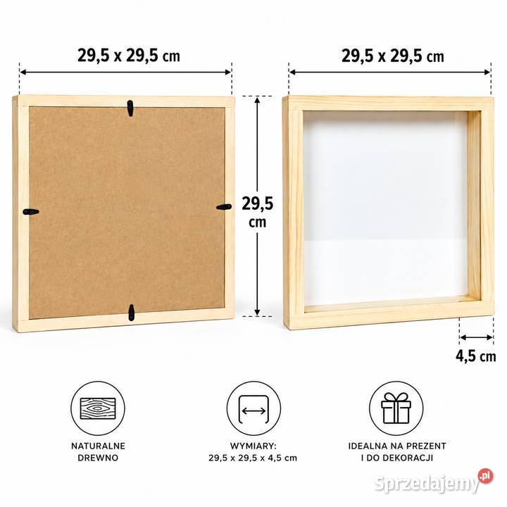 Drewniana Ramka 3D Shadow Box 295x295x45 na małopolskie Maków Podhalański