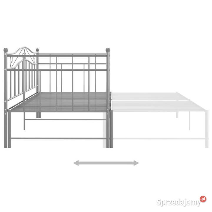 Sofa z wysuwaną ramą łóżka szara metalowa 90x200