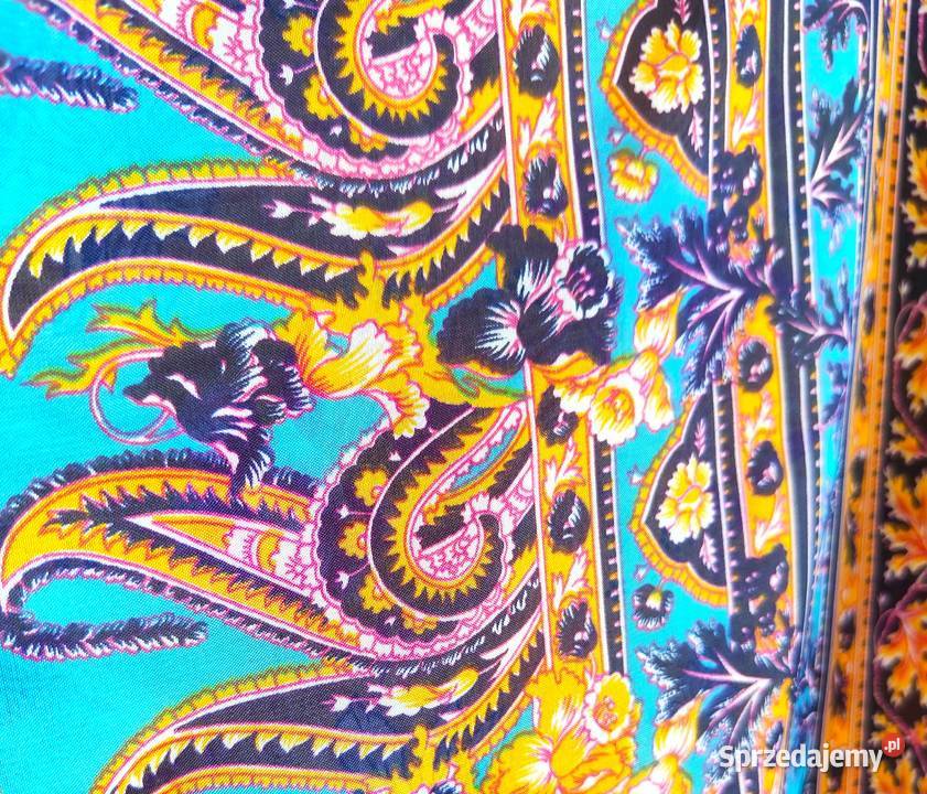 Vintage saree sari żółte w kwiaty floral Spódnice i sukienki Szczecin