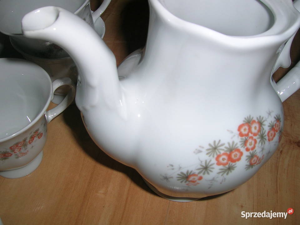 Zestaw herbaciany biały z kwiatami Czarna