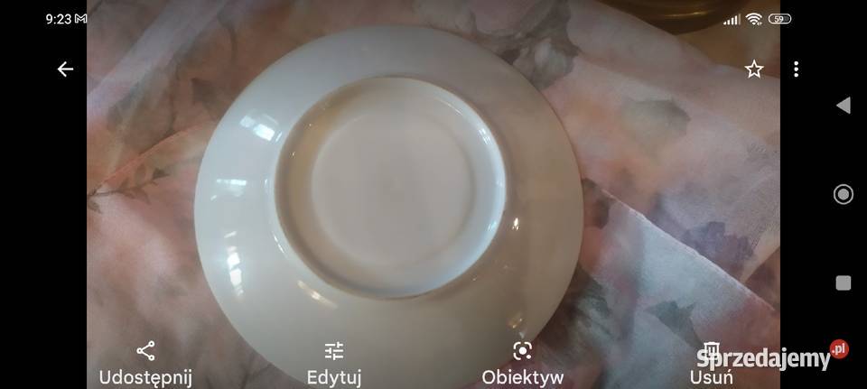 Duża stara filiżanka poczXX w zieleń róża Wrocław