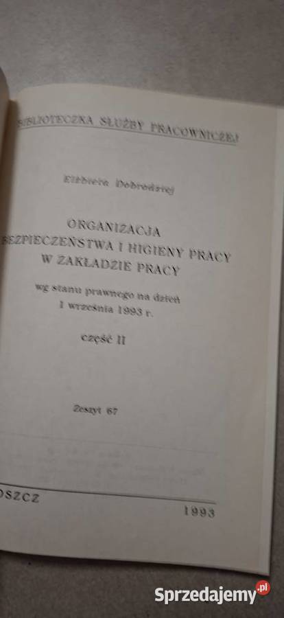 BHP w zakładzie pracy 1993 rzadkie wydanie OPO wielkopolskie Łęczyca