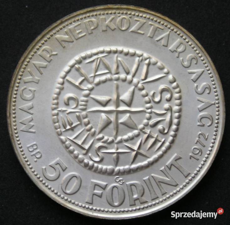 Węgry 50 forintów 1972 SREBRO Święty Stefan stan Łódź sprzedam