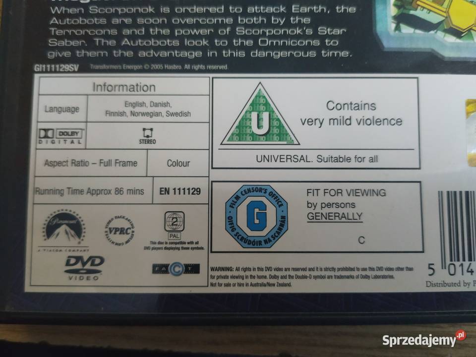 Transformers Energon Battle for Energon DVD ANG Oświęcim