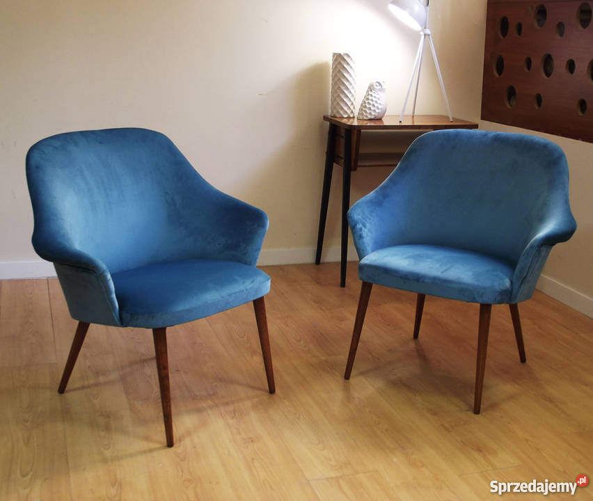 Fotele kubełkowe l 70te TURKUS scandi retro 57cm