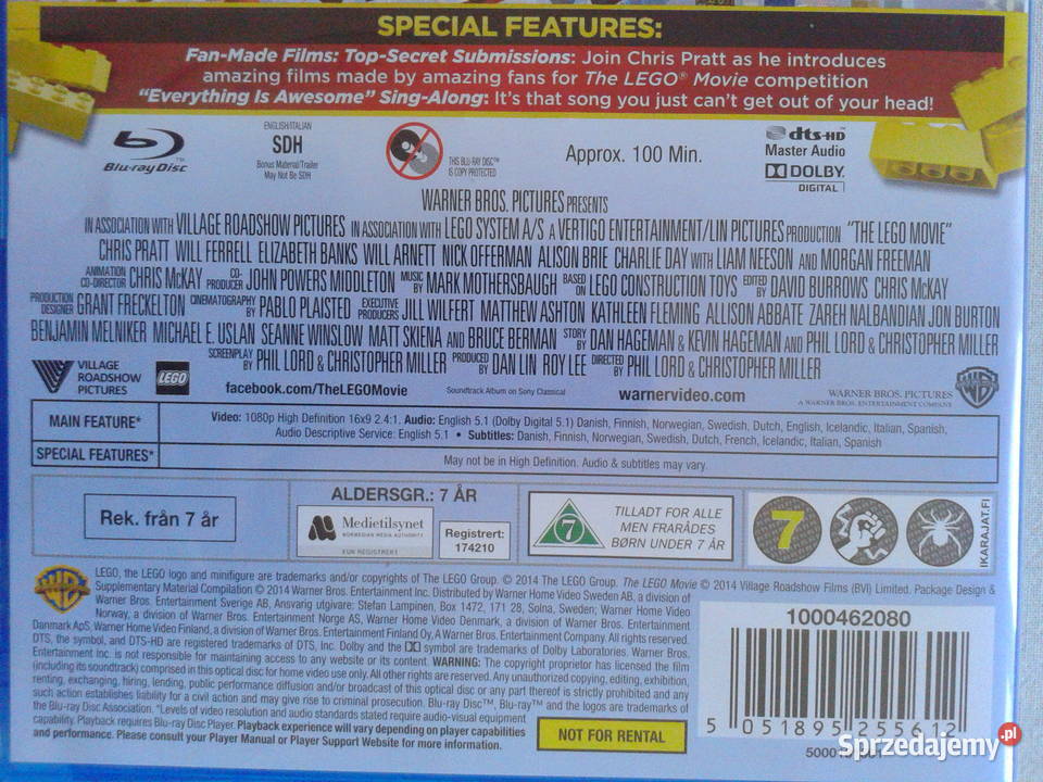 Film The LEGO Movie 2014 Warner Bluray Disc Puławy