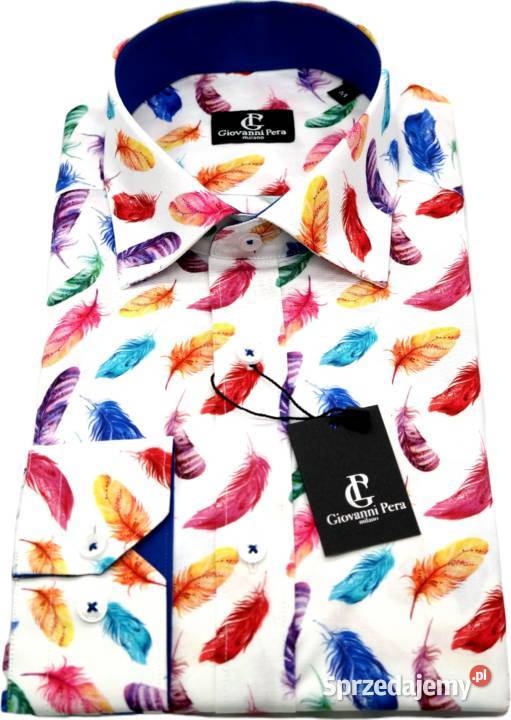 GIOVANNI PERA Koszula Męska K005 Biała PIÓRA wielkopolskie Ostrów Wielkopolski