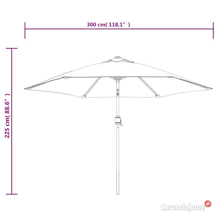 Parasol z LED na wysięgniku 3 m piaskowy WM42204 Pozostałe Warszawa sprzedam