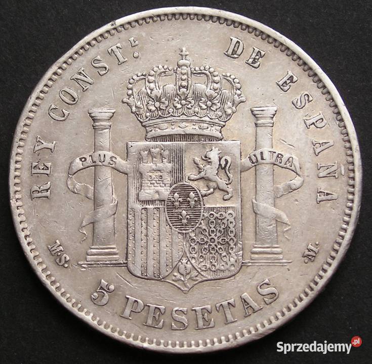 HISZPANIA 5 PESET 1885 ALFONS XII SREBRO Łódź sprzedam