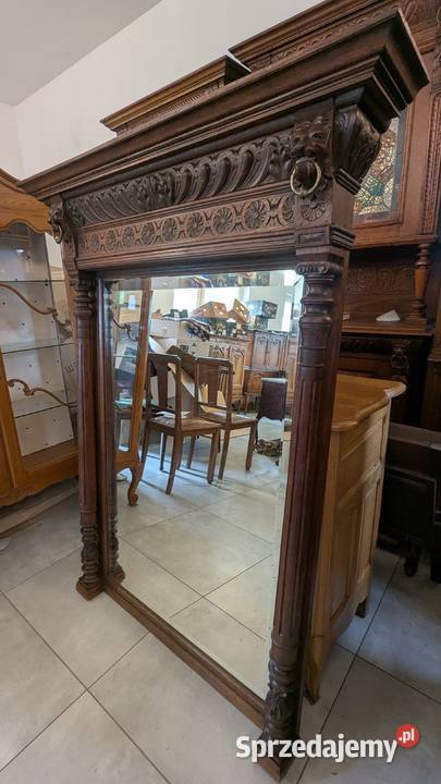 Piękne dębowe lustro neorenesansowesklep Dąbrowa śląskie Dąbrowa Górnicza