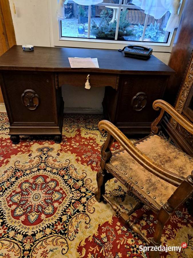 Biurko dębowe okres międzywojnia zachodniopomorskie