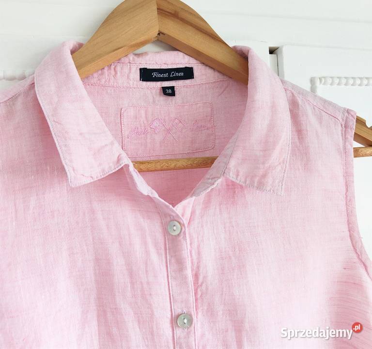 Różowa koszula bluzka lniana M 38 na guziki len Szczecin sprzedam